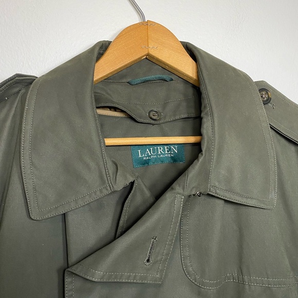 Ralph Lauren Water Repellent Trench Coat Olive Green Inner Warmer Layer Size 38 - Picture 4 of 13